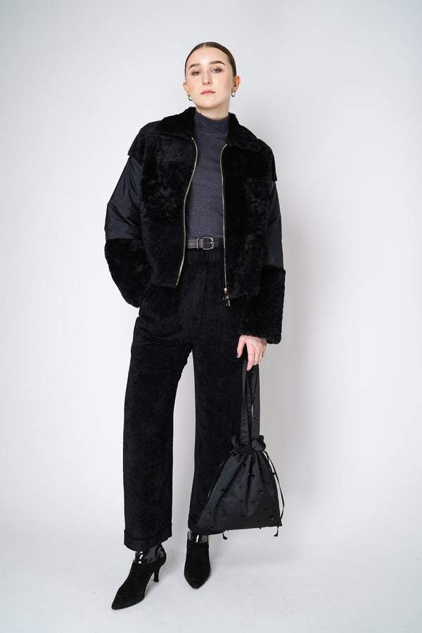 Peserico Cropped Velvet Corduroy Pull-On Pants in Black Vancouver. Shop Online or in Store.