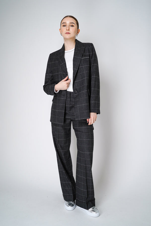 Peserico Plaid Wool Blazer with Lurex Plaid in Grey Vancouver. Shop Online or in Store.