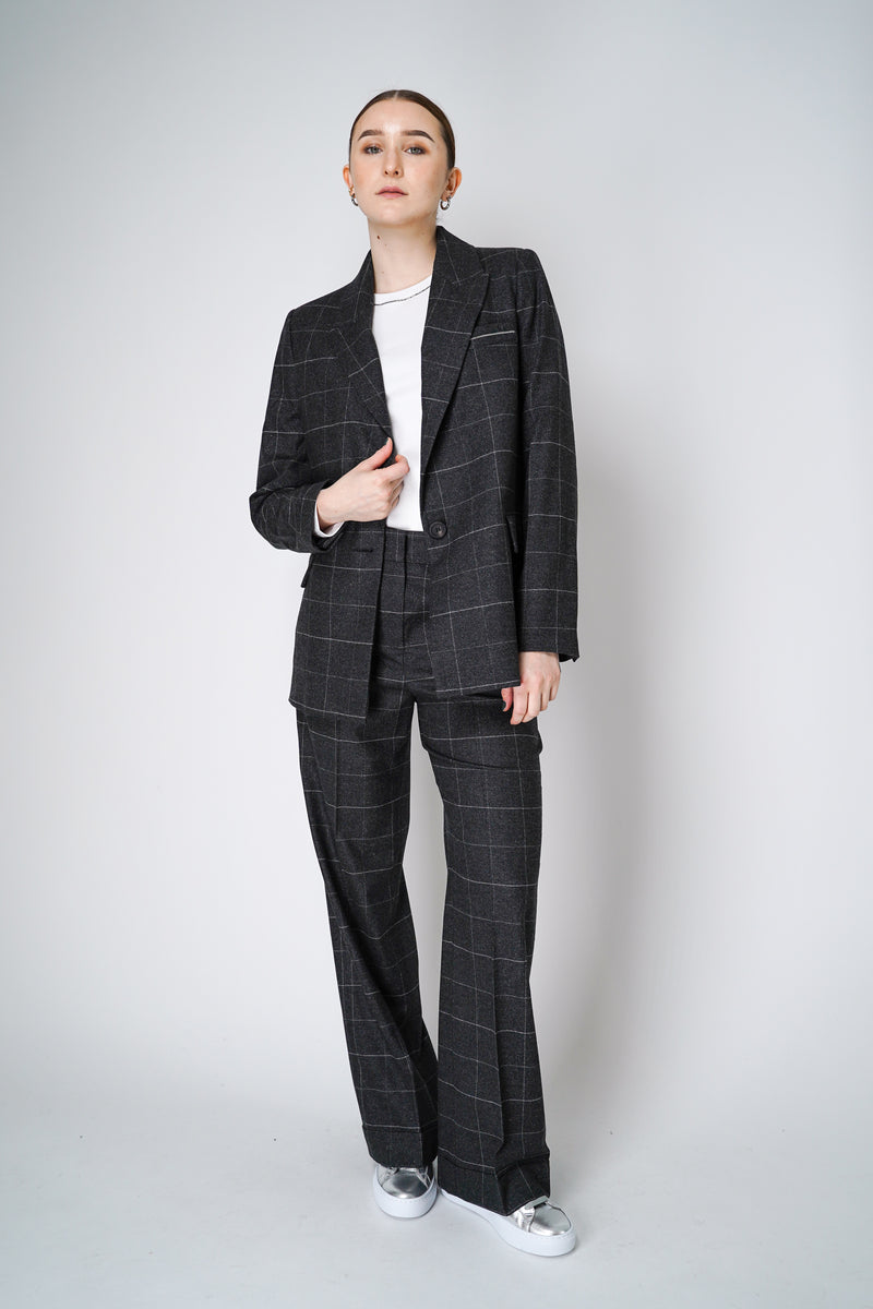 Peserico Plaid Wool Blazer with Lurex Plaid in Grey Vancouver. Shop Online or in Store.