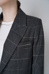 Peserico Plaid Wool Blazer with Lurex Plaid in Grey Vancouver. Shop Online or in Store.