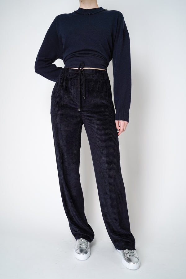 Peserico Velvet Corduroy Pull-on Style Pants in Navy Vancouver. Shop Online or in Store.