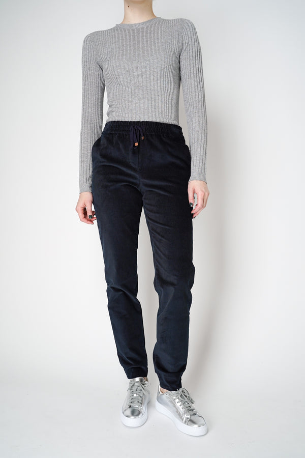 Lorena Antoniazzi  Corduroy Jogger Pants in Navy Vancouver. Shop Online or in Store. 