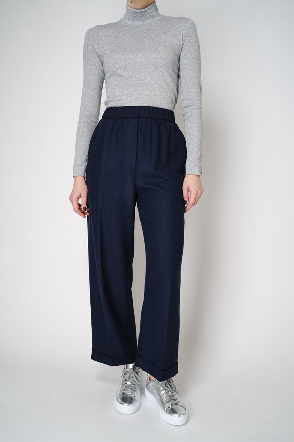 Peserico Pull-on Style Wool Blend Trousers in Navy Vancouver. Shop Online or in Store.