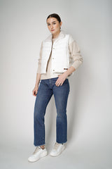 Lorena Antoniazzi Padded Vest with Knitted Collar Patch in Off-White Vancouver. Shop Online or in Store.