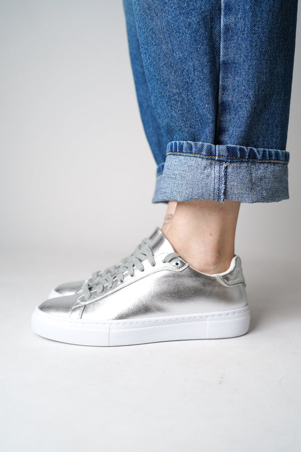 Fabiana Filippi Metallic Leather Sneakers with Brilliant Beading Details in Silver Vancouver. Shop Online or in Store.
