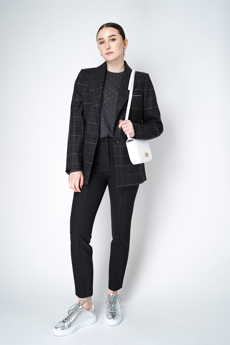 Peserico Plaid Wool Blazer with Lurex Plaid in Grey Vancouver. Shop Online or in Store.