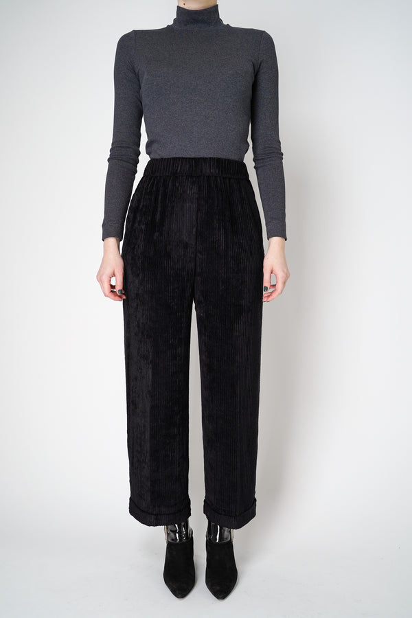 Peserico Cropped Velvet Corduroy Pull-On Pants in Black Vancouver. Shop Online or in Store.
