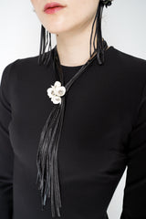 Dorothee Schumacher Dangling Flower Tassle Necklace in White Vancouver. Shop Online or in Store.