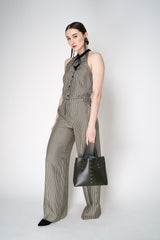 Dorothee Schumacher Houndstooth Check Silk Halter Top in Leguan Green Vancouver. Shop Online or in Store.