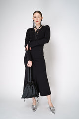 Dorothee Schumacher Fluid Knit Long V-Neck Dress in Black Vancouver. Shop Online or in Store.