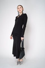 Dorothee Schumacher Fluid Knit Long V-Neck Dress in Black Vancouver. Shop Online or in Store.