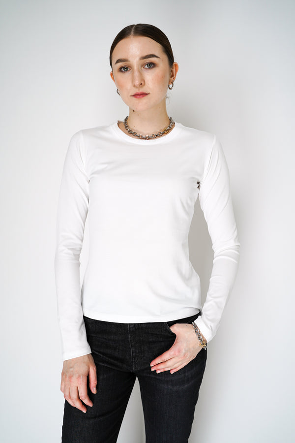 Dorothee Schumacher Long Sleeve Cotton Staple Top in White Vancouver. Shop Online or in Store. 