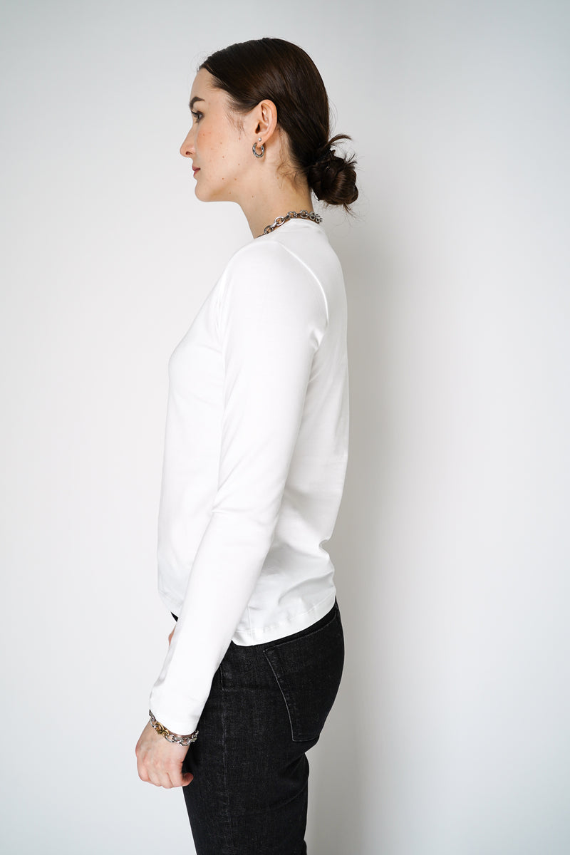 Dorothee Schumacher Long Sleeve Cotton Staple Top in White Vancouver. Shop Online or in Store. 
