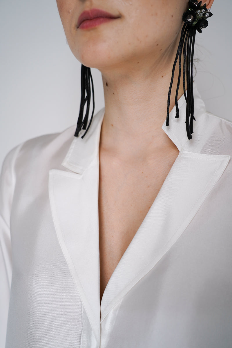 Dorothee Schumacher Trench it Up Silk Blouse in White Vancouver. Shop Online or in Store.