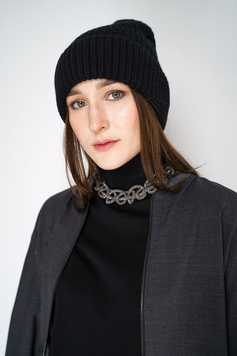 Dorothee Schumacher Cashmere Blend Knitted Toque in Black Vancouver. Shop Online or in Store.