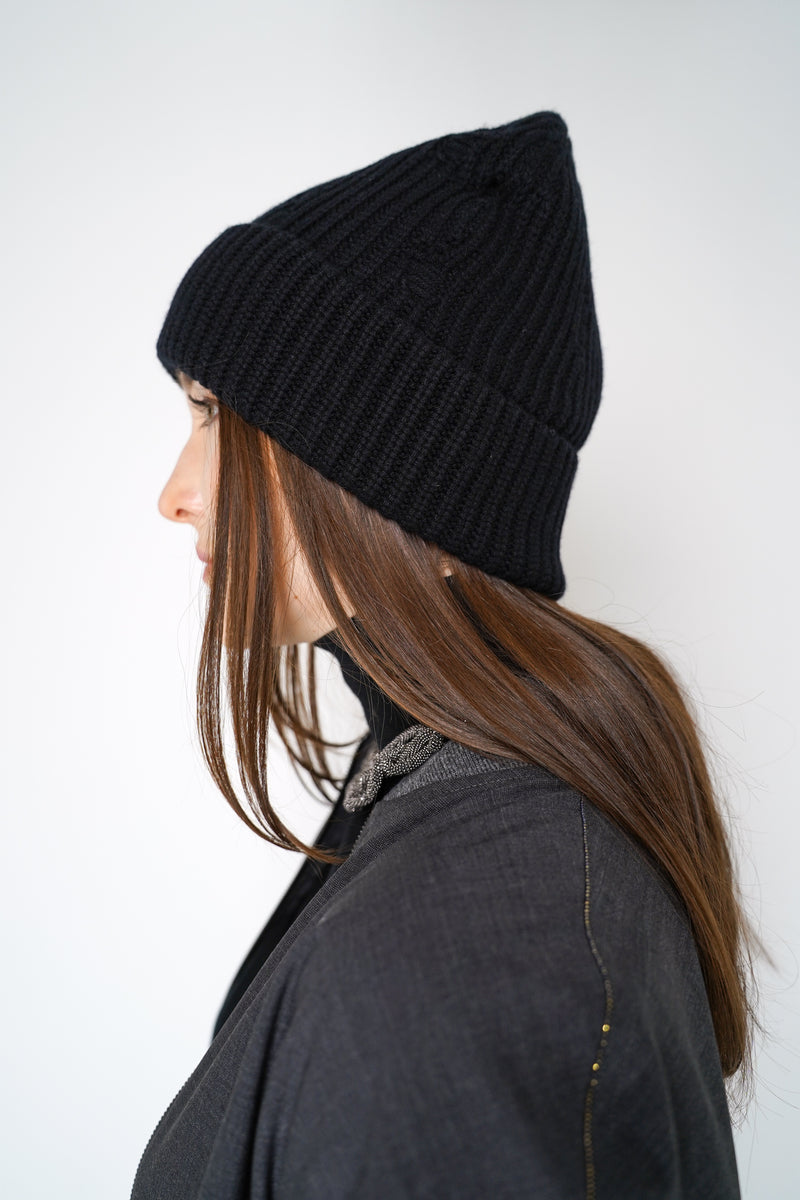 Dorothee Schumacher Cashmere Blend Knitted Toque in Black Vancouver. Shop Online or in Store.