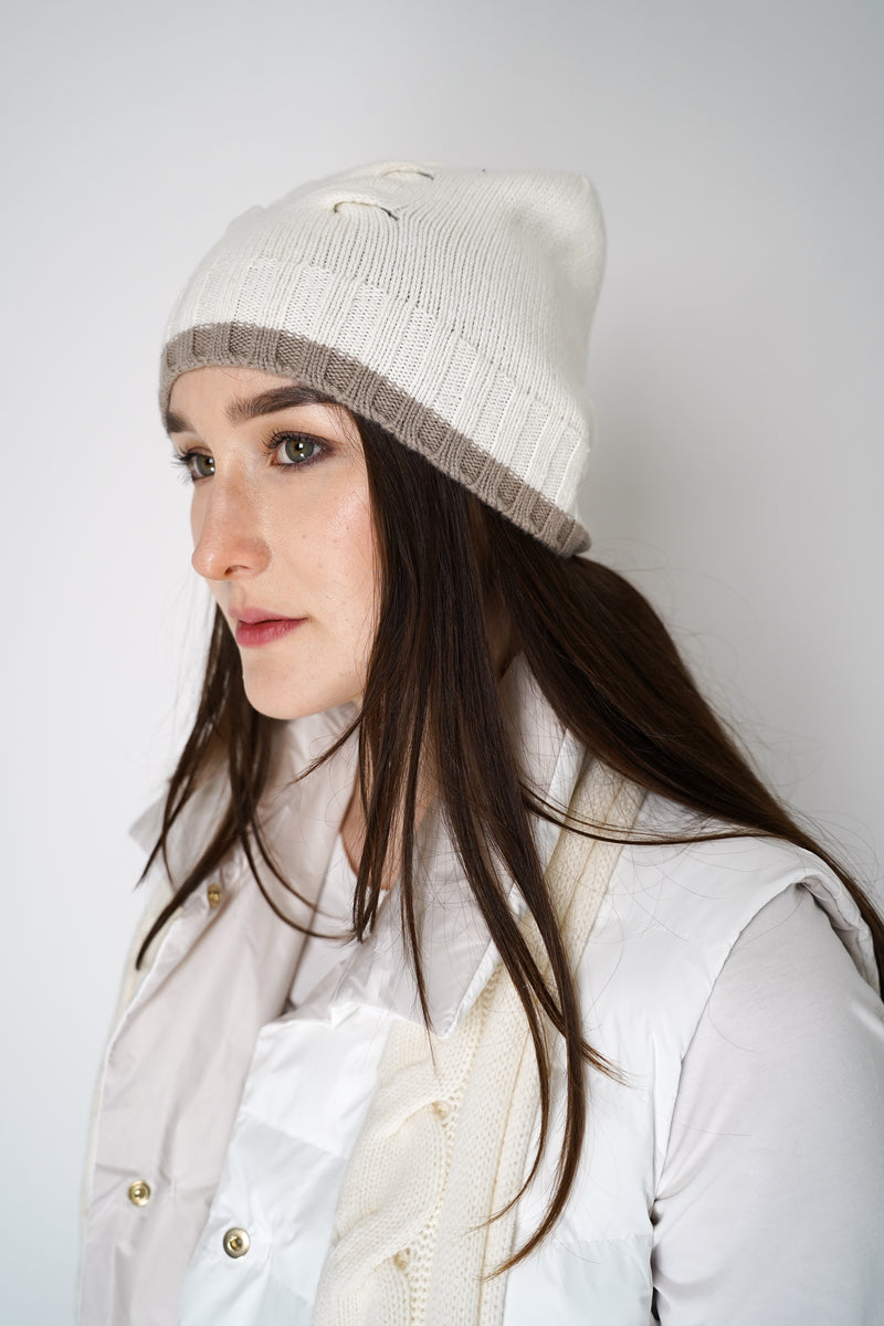 Lorena Antoniazzi Cable Knit Cashmere Blend Toque in Off-White Vancouver. Shop Online or in Store.
