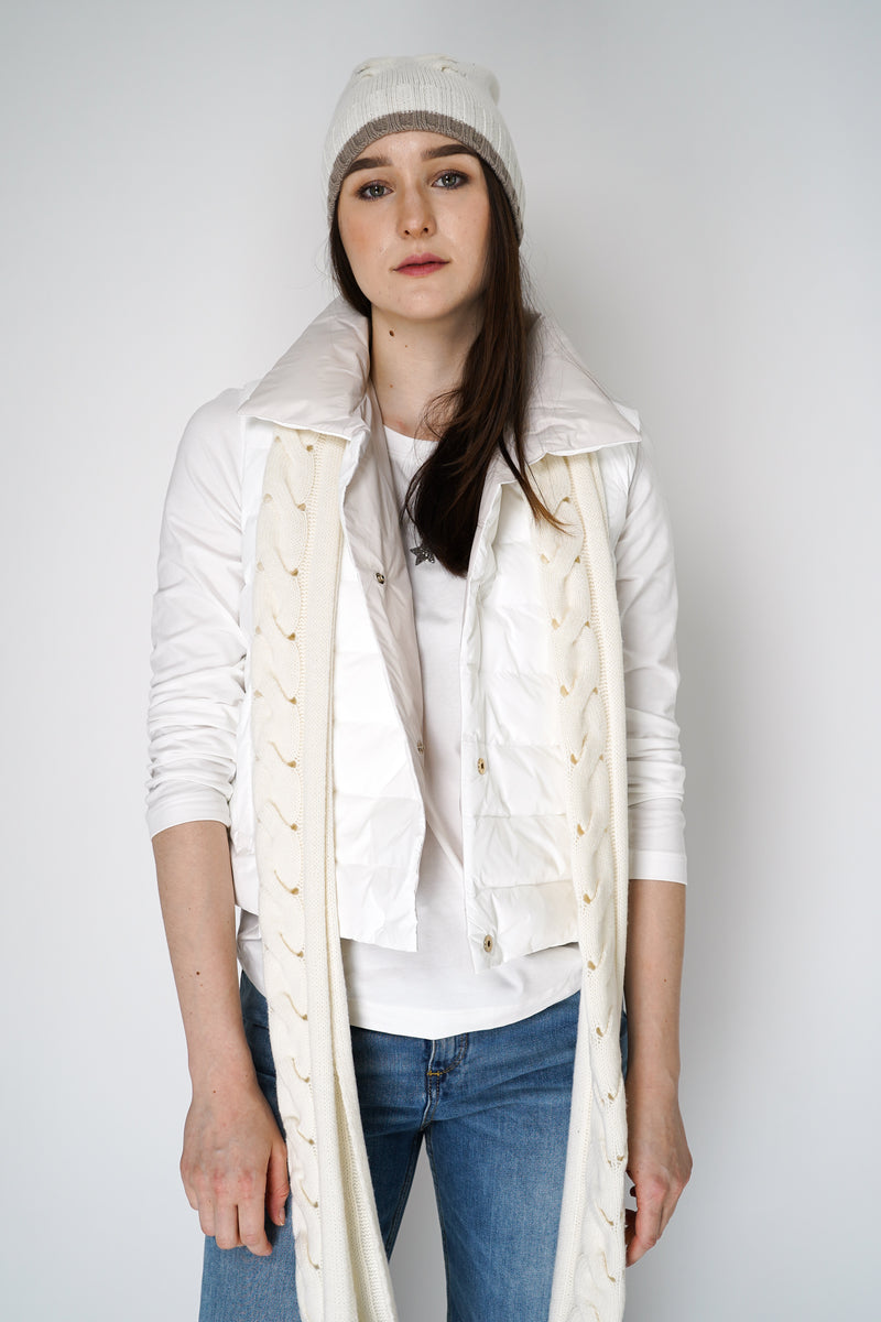 Lorena Antoniazzi Cable Knit Cashmere Blend Toque in Off-White Vancouver. Shop Online or in Store.