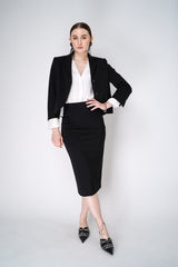 Dorothee Schumacher Punto Milano Pencil Skirt in Black Vancouver. Shop Online or in Store.