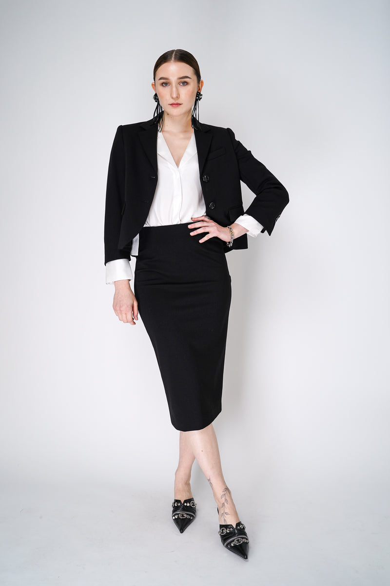 Dorothee Schumacher Punto Milano Pencil Skirt in Black Vancouver. Shop Online or in Store.