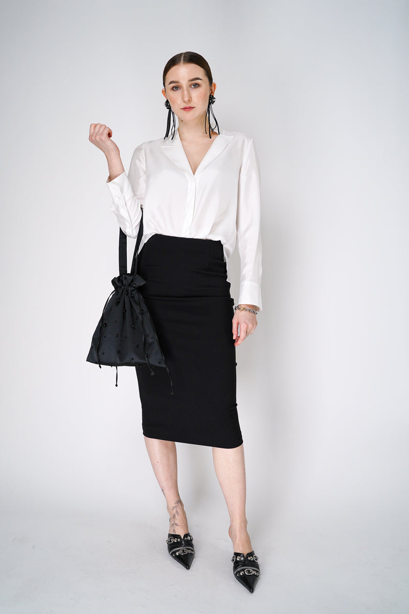 Dorothee Schumacher Punto Milano Pencil Skirt in Black Vancouver. Shop Online or in Store.