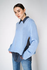 Dorothee Schumacher Cashmere Blend Knitted Pullover with Decorative Zipper Details in Blue Bell Vancouver. Shop Online or in Store.