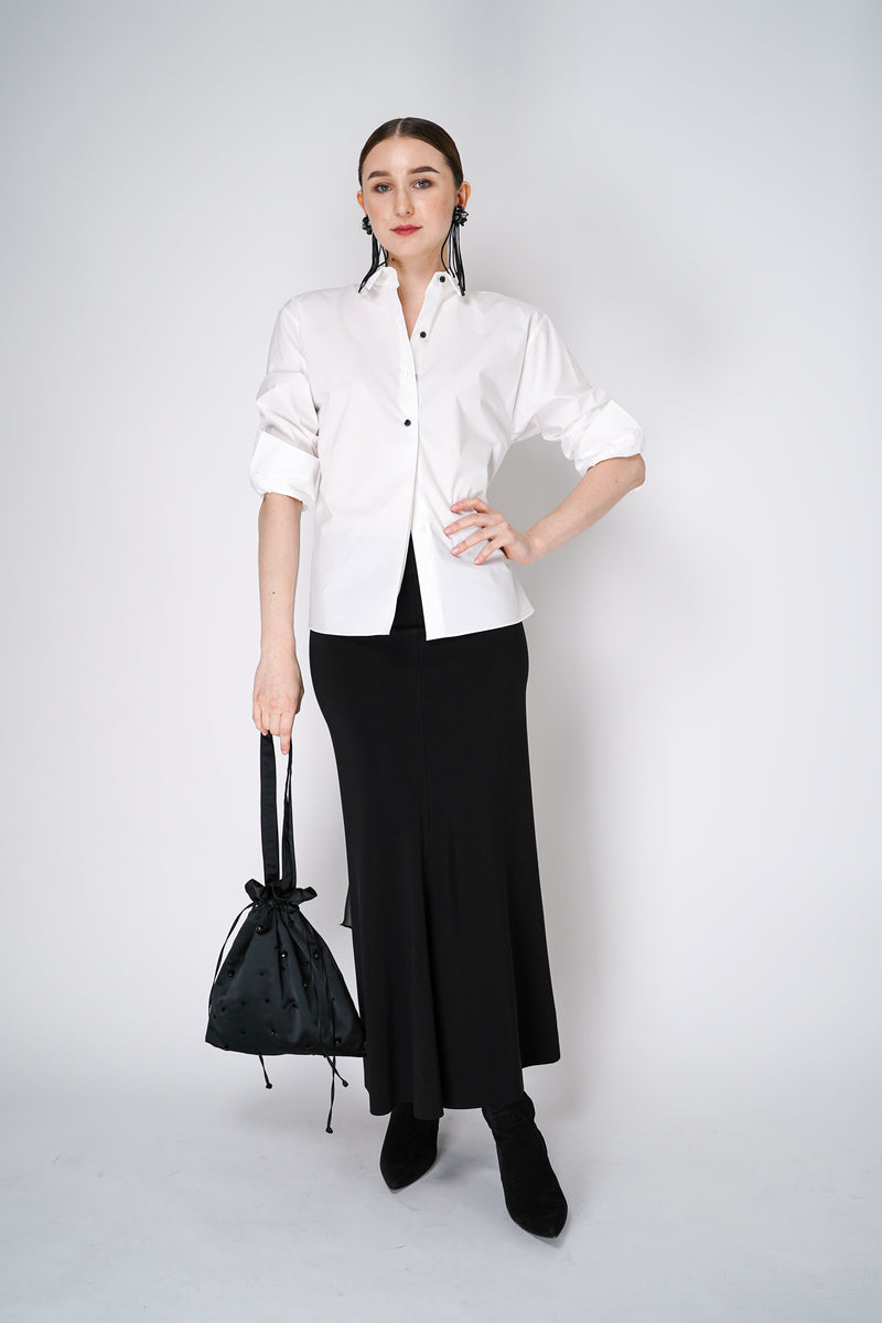 Dorothee Schumacher Fluid Drape Viscose Long Skirt in Black Vancouver. Shop Online or in Store.