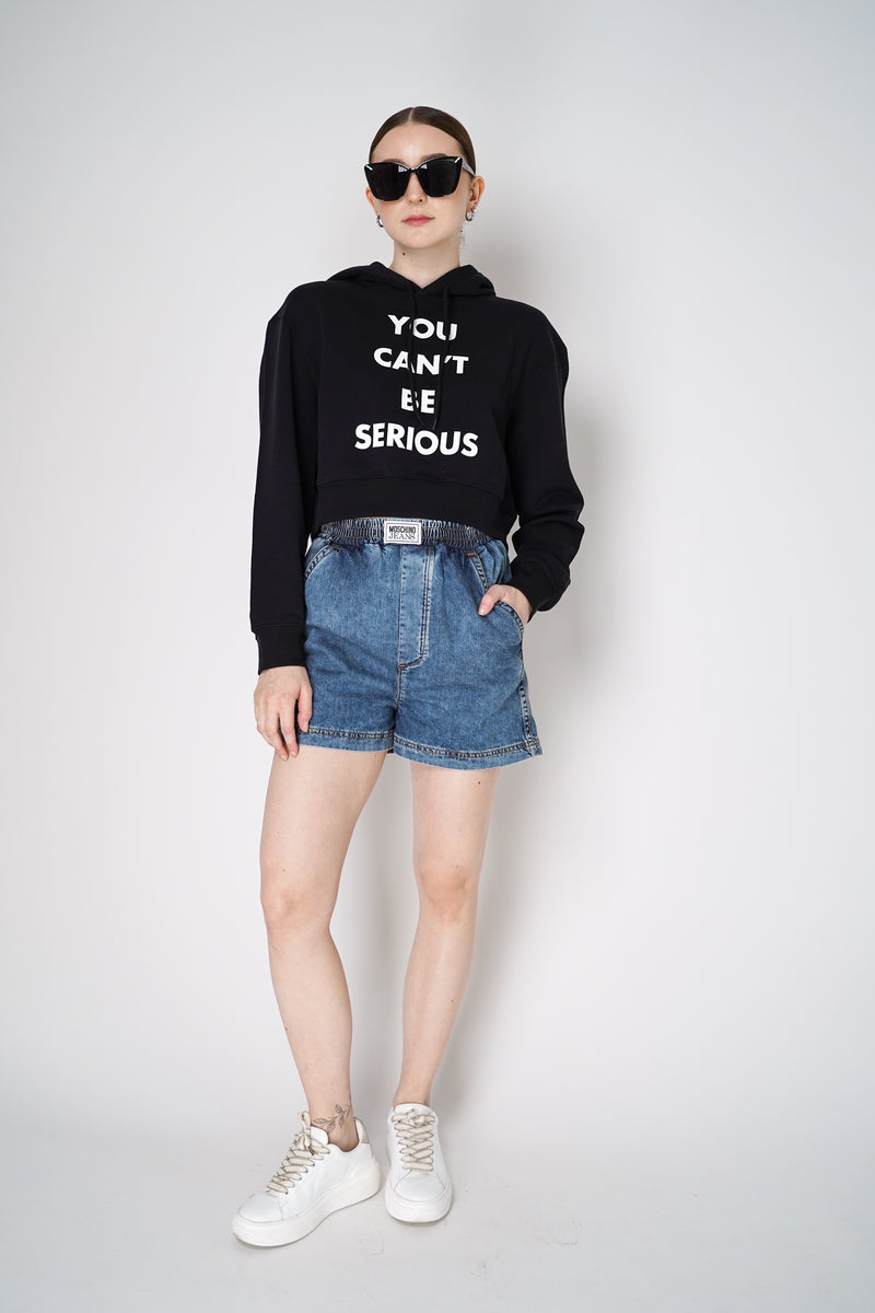 Moschino Jeans Denim Shorts with Heart Stitching Details Vancouver. Shop Online or in Store.