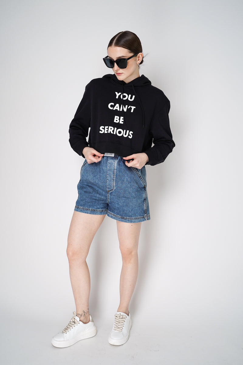 Moschino Jeans Denim Shorts with Heart Stitching Details Vancouver. Shop Online or in Store.