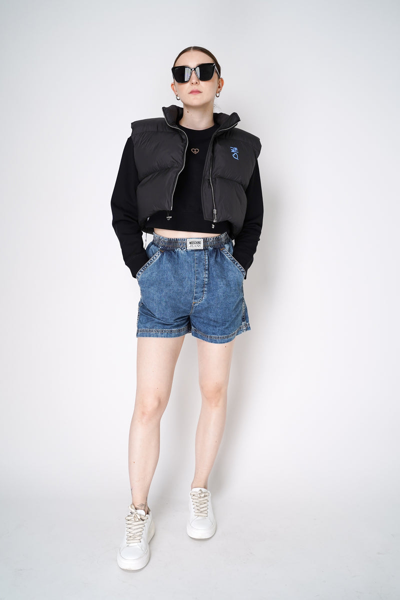 Moschino Jeans Cropped Organic Cotton Pullover in Black Vancouver. Shop Online or in Store.
