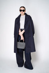 Peserico Linen Sateen Trench Coat in Navy Vancouver. Shop Online or in Store.