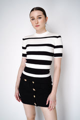 Moschino Rib Knit Top with Black and White Stripes Vancouver. Shop Online or in Store.