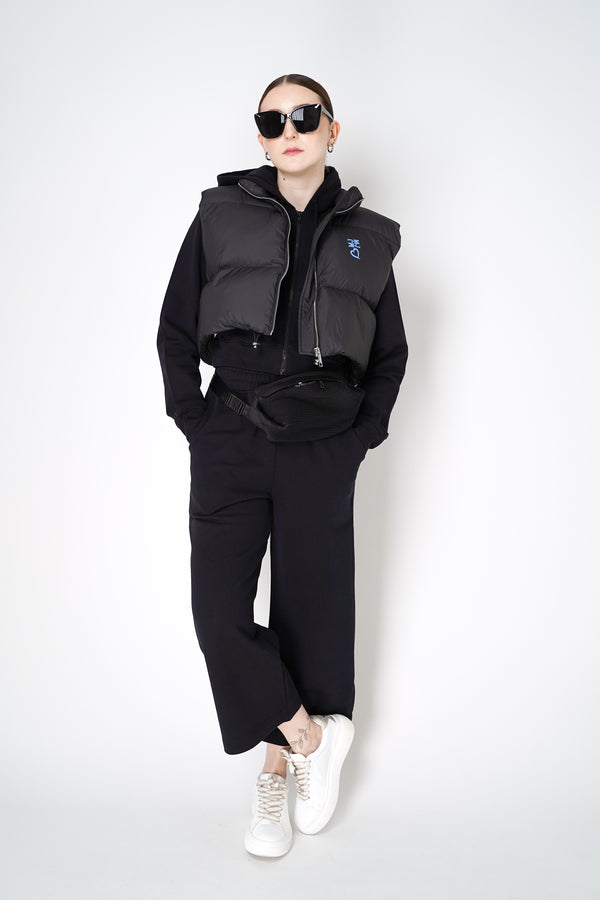 Moschino Jeans Cropped Padded Puffy Vest in Black Vancouver. Shop Online or in Store.