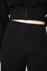 Lorena Antoniazzi Wool Cashmere Knit Pull-On Style Lounge Pants in Black Vancouver. Shop Online or in Store.