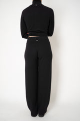 Lorena Antoniazzi Wool Cashmere Knit Pull-On Style Lounge Pants in Black Vancouver. Shop Online or in Store.