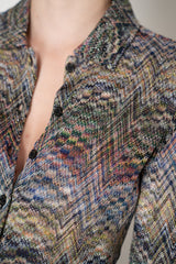 Missoni Space-Dye Viscose Lamé Button Down Blouse in Multicolour Vancouver. Shop Online or in Store.