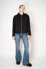Peserico Wool Cashmere Hooded Jacket with Knit Back in Black