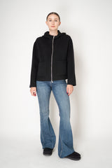 Peserico Wool Cashmere Hooded Jacket with Knit Back in Black