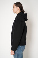 Peserico Wool Cashmere Hooded Jacket with Knit Back in Black