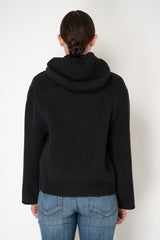 Peserico Wool Cashmere Hooded Jacket with Knit Back in Black
