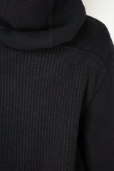 Peserico Wool Cashmere Hooded Jacket with Knit Back in Black