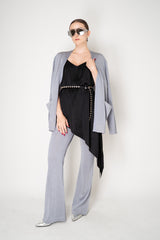 Missoni Knit Viscose Lamé Flared Trousers in Metallic Silver Vancouver. Shop Online or in Store.