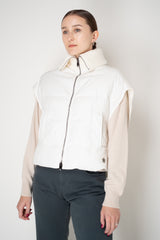 Lorena Antoniazzi High Neck Zip Vest with Knit Back in Ivory Vancouver. Shop Online or in Store.