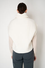 Lorena Antoniazzi High Neck Zip Vest with Knit Back in Ivory Vancouver. Shop Online or in Store.