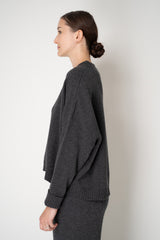 Lorena Antoniazzi Wool Cashmere Knit Crew Neck Sweater with Fuzzy Star in Grey Vancouver. Shop Online or in Store.