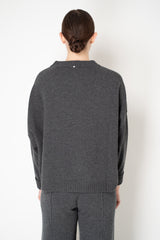 Lorena Antoniazzi Wool Cashmere Knit Crew Neck Sweater with Fuzzy Star in Grey Vancouver. Shop Online or in Store.