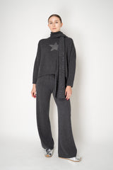 Lorena Antoniazzi Wool Cashmere Knit Crew Neck Sweater with Fuzzy Star in Grey Vancouver. Shop Online or in Store.