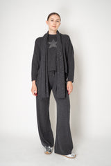 Lorena Antoniazzi Wool Cashmere Knit Crew Neck Sweater with Fuzzy Star in Grey Vancouver. Shop Online or in Store.
