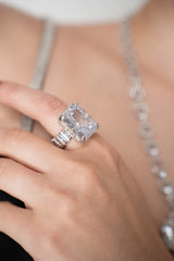 Nickho Rey Kuempel Cocktail Ring in White Rhodium with Clear Stones