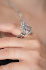 Nickho Rey Kuempel Cocktail Ring in White Rhodium with Clear Stones